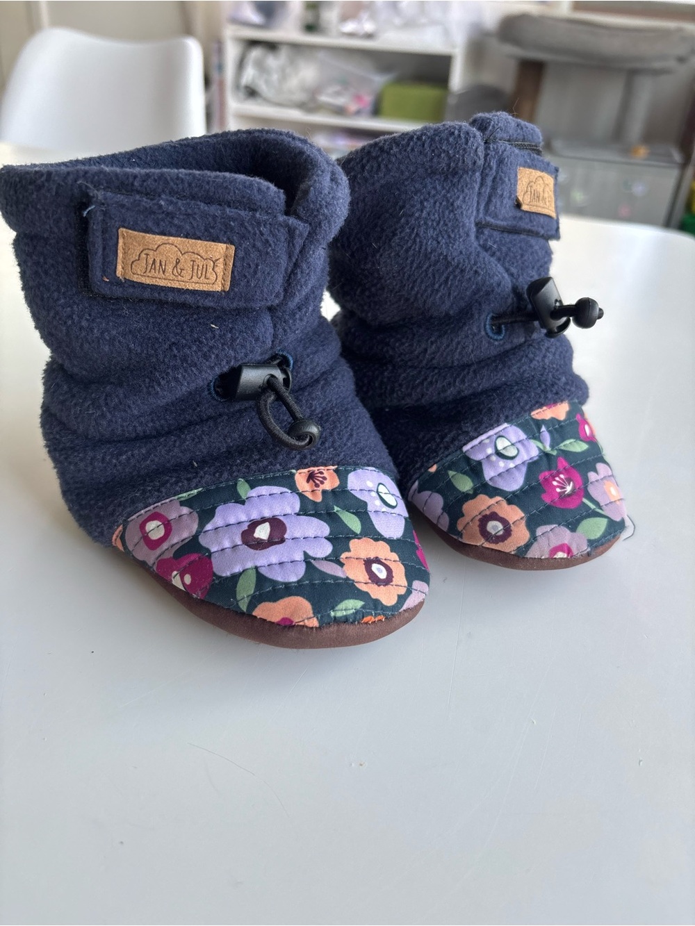 Jan & Jul Navy Floral Baby Booties